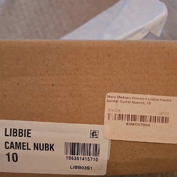 Never Worn! Steve Madden Tan Sculptural Heeled Sandals, Size 10 - Picture 6 of 6